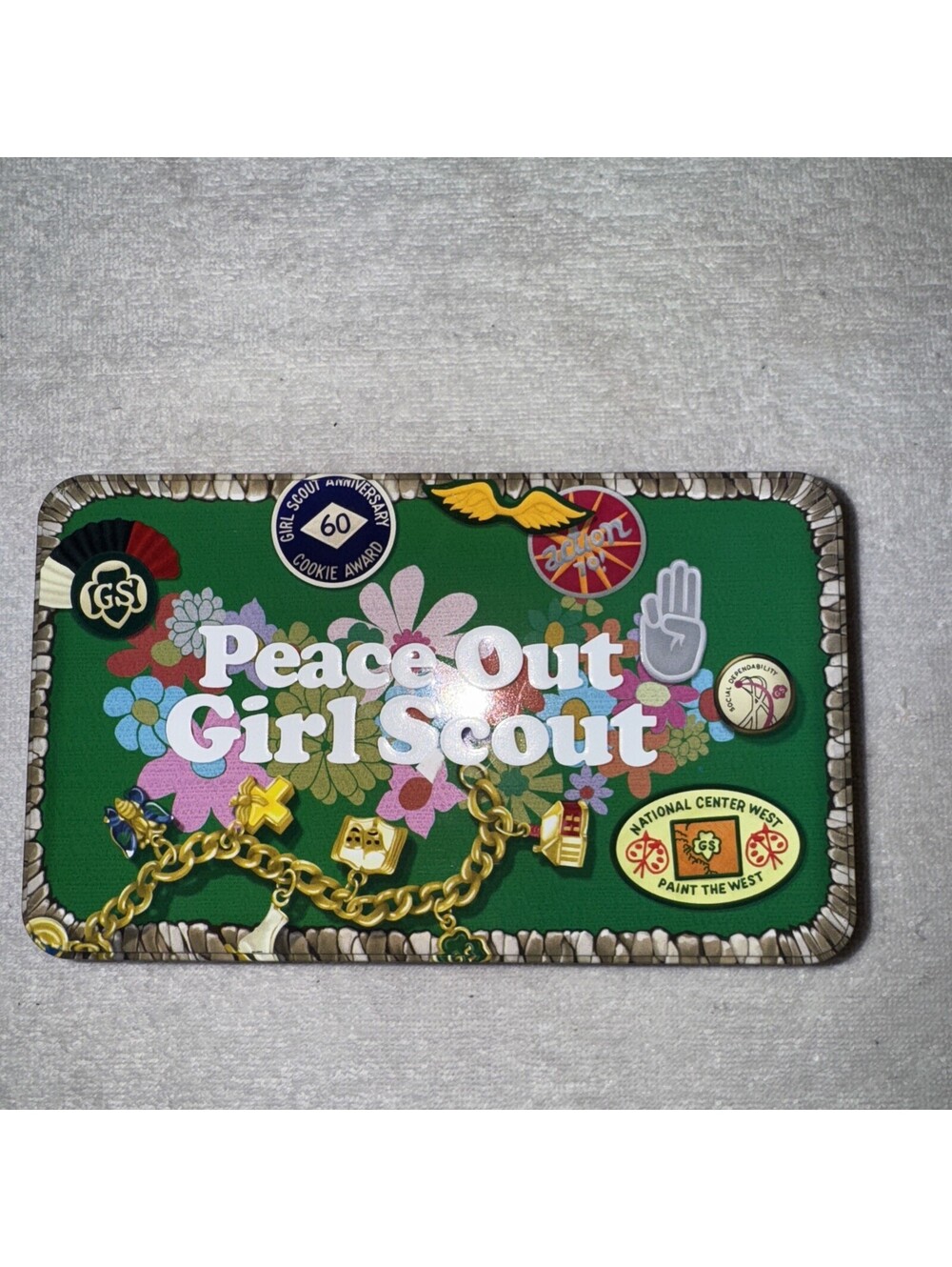 Peace Out Girl Scout Tin 60 anniversary